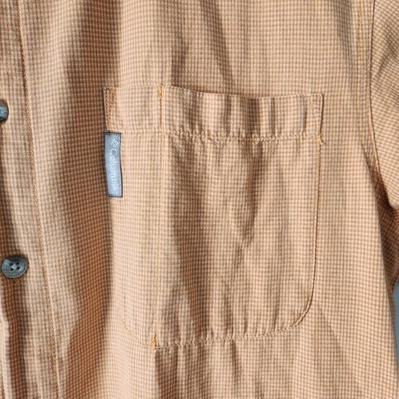 Columbia Men's Short Sleeve Button Down Shirt Orange Size Medium 100% Cotton - Picture 3 of 6